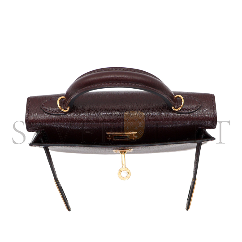 HERMÈS KELLY II SELLIER MINI ROUGE SELLIER CHEVRE LEATHER GOLD HARDWARE (19*12*5.5cm)